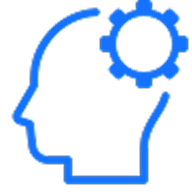 آیکون سر انسان که روی آن یک چرخ دنده قرار دارد و نماد متخصص با تجربه است.