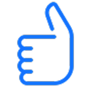 آیکون لایک با دست که نماد تائید و رضایت مشتری است.